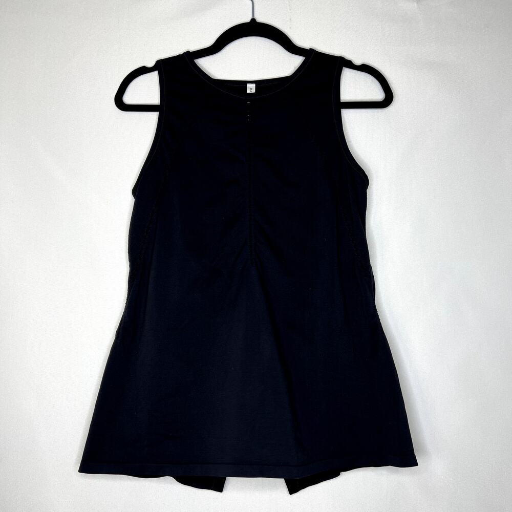 ATHLETA Black Foothill Crew Neck Split Back Sleeveless Top Size